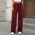 thumbnail image 6 of FUNUONY Wide Leg Pants Woman Yoga Pants with Pockets Stretch Loose Casual Lounge Sweatpants Ladies' Autumn and Winter Solid Color Elastic Waist Loose Straight Casual Pants Wine Xxl, 6 of 9