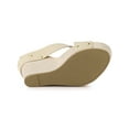 thumbnail image 5 of BLISSFUL STEP Women's Shoes Wedge Open Toe Crisscross Straps Linen Platform Sandals Beige 9, 5 of 7