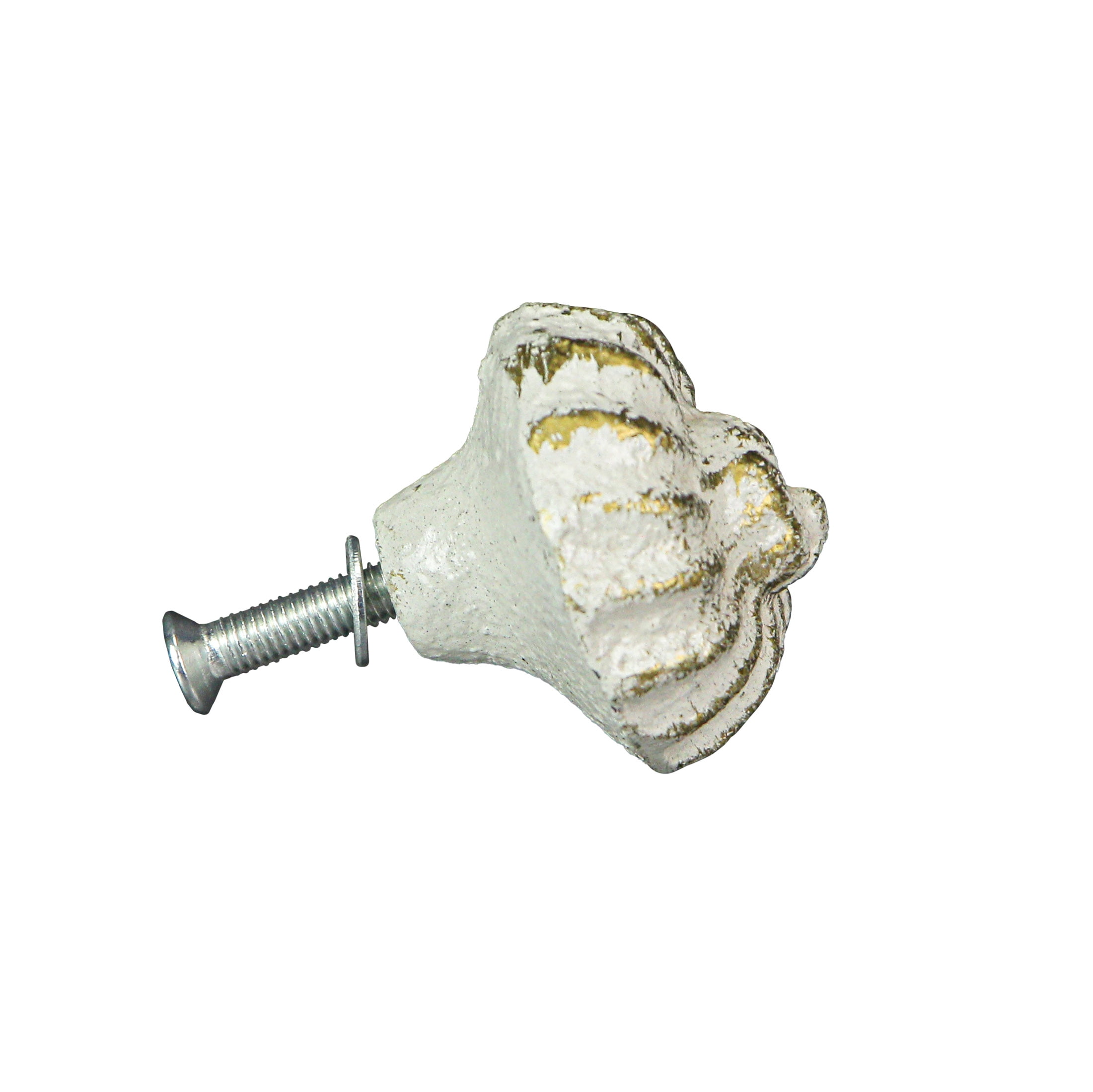 Zeckos White Cast Iron Nautilus Shell Cabinet Drawer Pull Set of 6