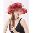 thumbnail image 3 of Women Derby Fascinator Hat Organza Church Wedding Hat Wide Brim Cocktail Tea Party Hat, 3 of 5