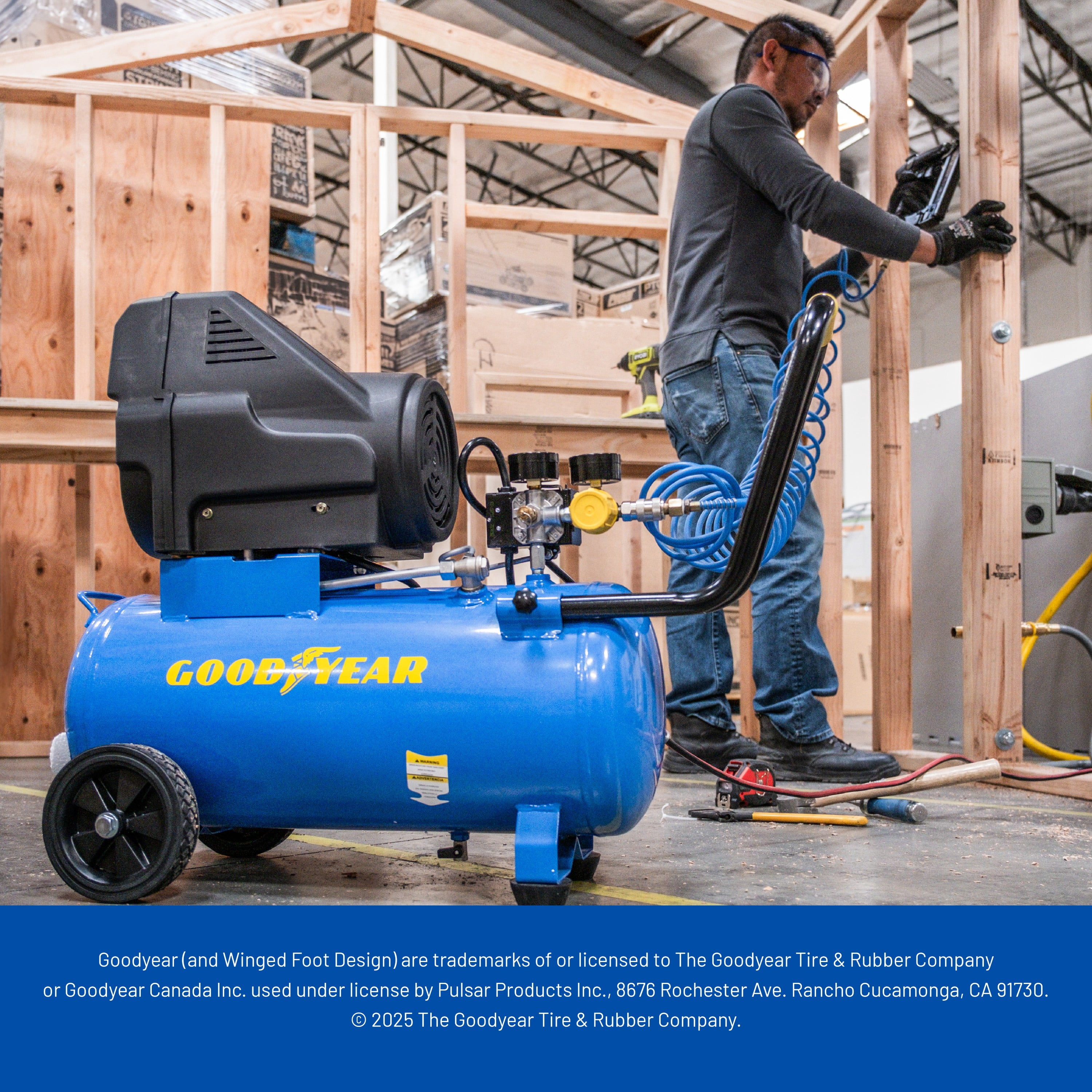 Goodyear 8 Gallon 150 PSI Oil Free Portable Horizontal Electric Air Compressor