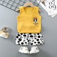 thumbnail image 3 of Chándales con estampado de dibujos animados para niños y niñas, chaleco sin mangas y pantalones cortos elásticos, novedad de verano 2022, 3 of 5