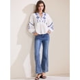 thumbnail image 3 of DARING DIVA Women's V Neck Boho Mexican Embroidered Top S White, 3 of 6