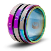 CritSuccess 3d6pips Dice Ring with Triple 6 sided Die Spinner with Pips (Size 6 - Stainless Steel - Rainbow)