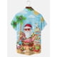 thumbnail image 4 of Camisas hawaianas de manga corta para hombre, estilo playero Aloha, con estampado navideño de Papá Noel, informal, con botones, para verano, 4 of 7
