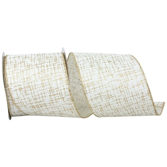 Reliant Ribbon - 94241W-992-10F, Ribbon, Ivory/gold, 4 Inch, 10 Yards