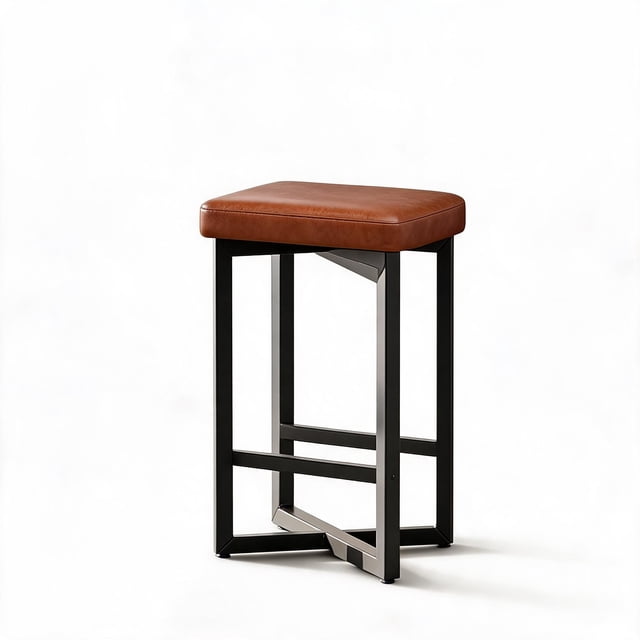 24-Inch Upholstered Backless Bar Stools , Perfectly blending modern minimalism with rustic industrial charm.