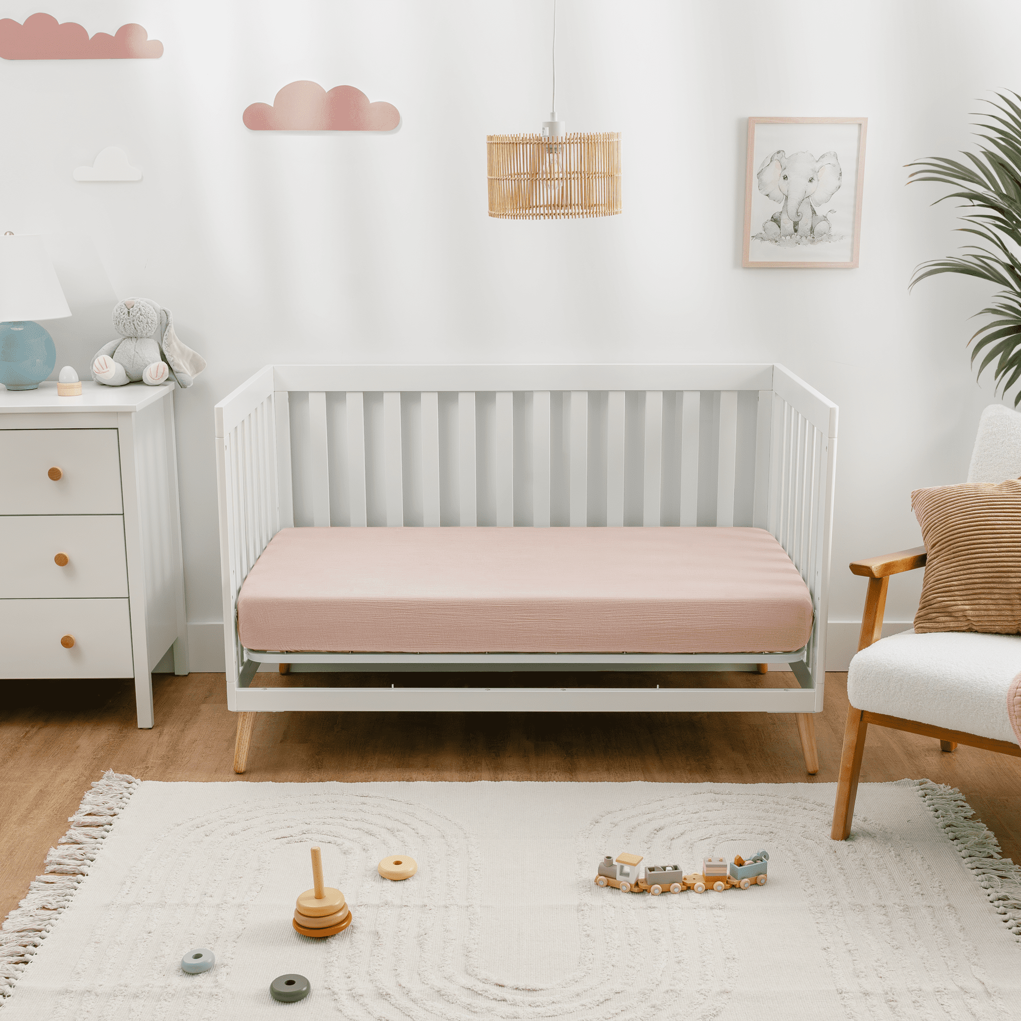 Comfy Cubs Muslin Crib Sheet, 100% Muslin Cotton Crib Sheets for Standard Crib Mattresses  (Blush)