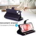 thumbnail image 3 of Allytechgroup Wallet Case for Apple iPhone 14, Multiple Cards Slots Zipper Pocket PU Leather with Stylish Pattern Hand Strap Flip Cover Phone Case for iPhone 14, Darkpurple, 3 of 7