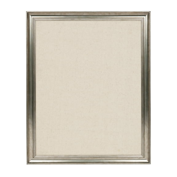 DesignOvation Macon Framed Linen Fabric Pinboard, 23x29, Pewter