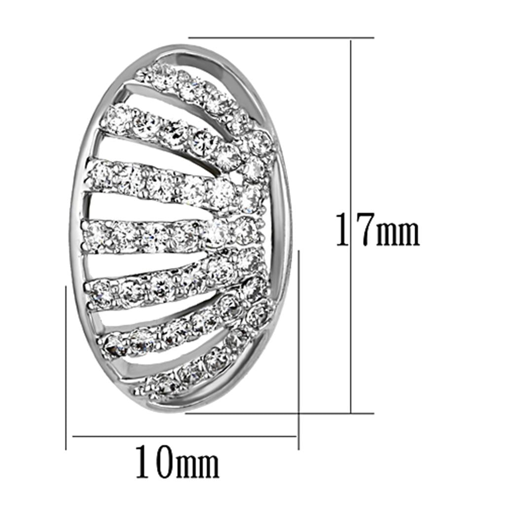 Alamode 3W393 Women Rhodium Brass Earrings with AAA Grade CZ in Clear