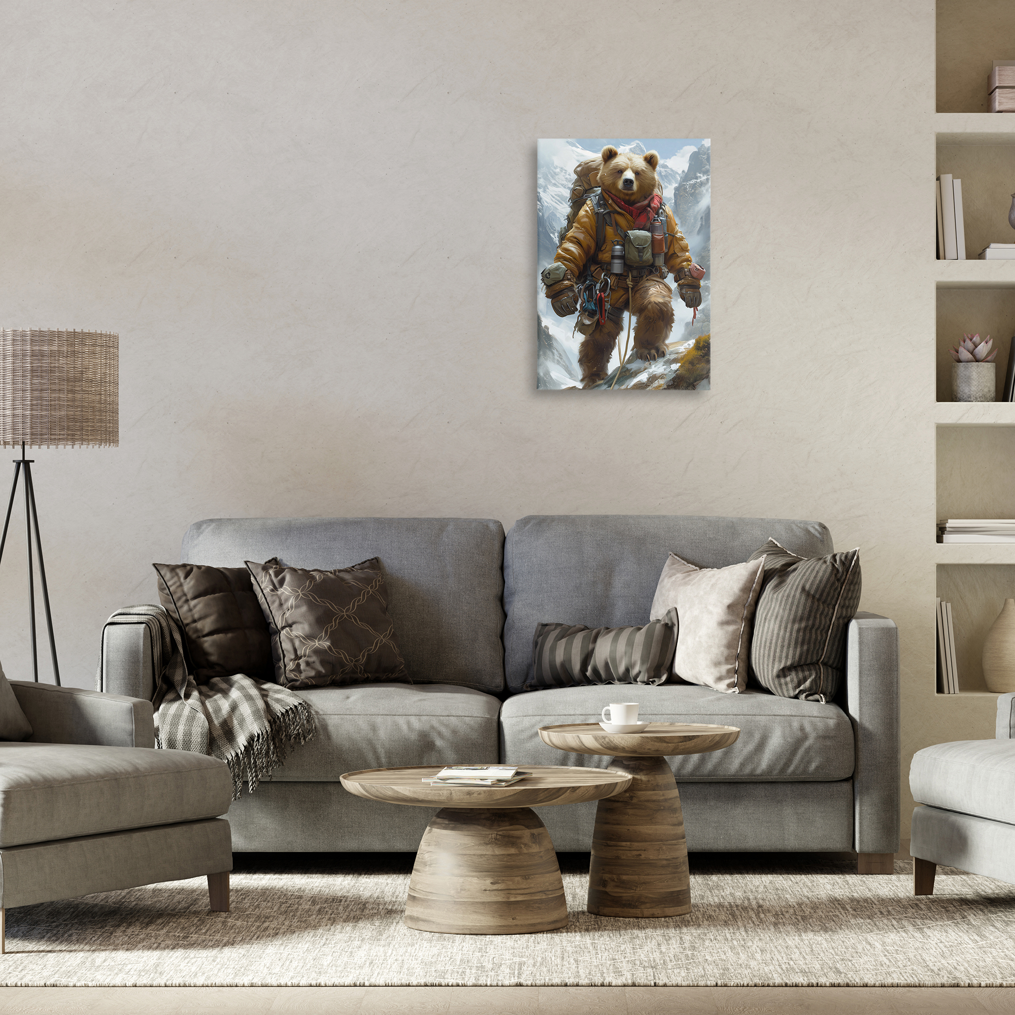 Stupell Industries Mountain Hiking Bear Animals & Insects Painting Gallery Wrapped Canvas Art Print Wall Art, 16 x 24