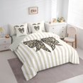 thumbnail image 2 of Manfei Girls Black Brown Cheetah Print Bow Knot Twin Bedding Sets 7-Piece,Khaki Striped Pattern Bedding Comforter Set for Kids Teens,Grey Reversible,Super Cozy Room Decor, 2 of 7