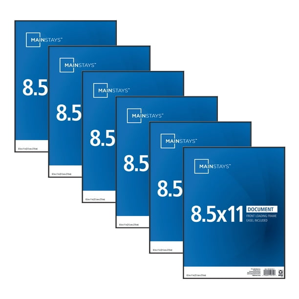 Mainstays 8.5" x 11" Document Front Loading Picture Frames, Black, Set