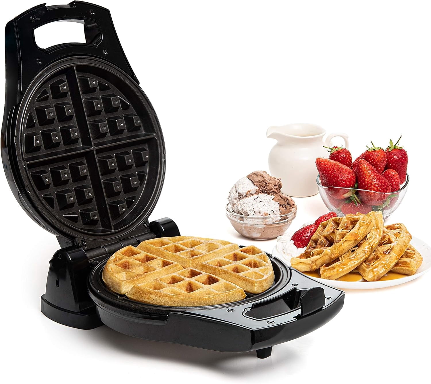 FOHERE Belgian Waffle Maker, 4-Slice, Non-Stick Plates, Compact