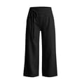 thumbnail image 5 of Linen Pants Women Petite High Waisted Wide Leg Trendy Culottes Summer 2026 Casual Vacation Trousers with Pockets Gray S, 5 of 7