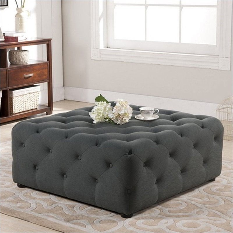 Square Tufted Ottoman Coffee Table : Inspired Home Clarissa Velvet