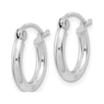 thumbnail image 2 of 925 Sterling Silver Women's Rhodium Plated Classic Tube 2mm Round Hoop Earrings | 12mm, 2 of 4