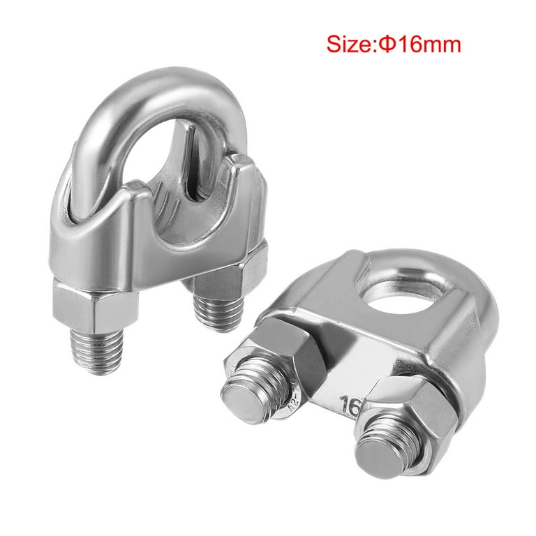 M16 304 Stainless Steel Saddle Clamp Cable Wire Rope Clip Fastener 3pcs 