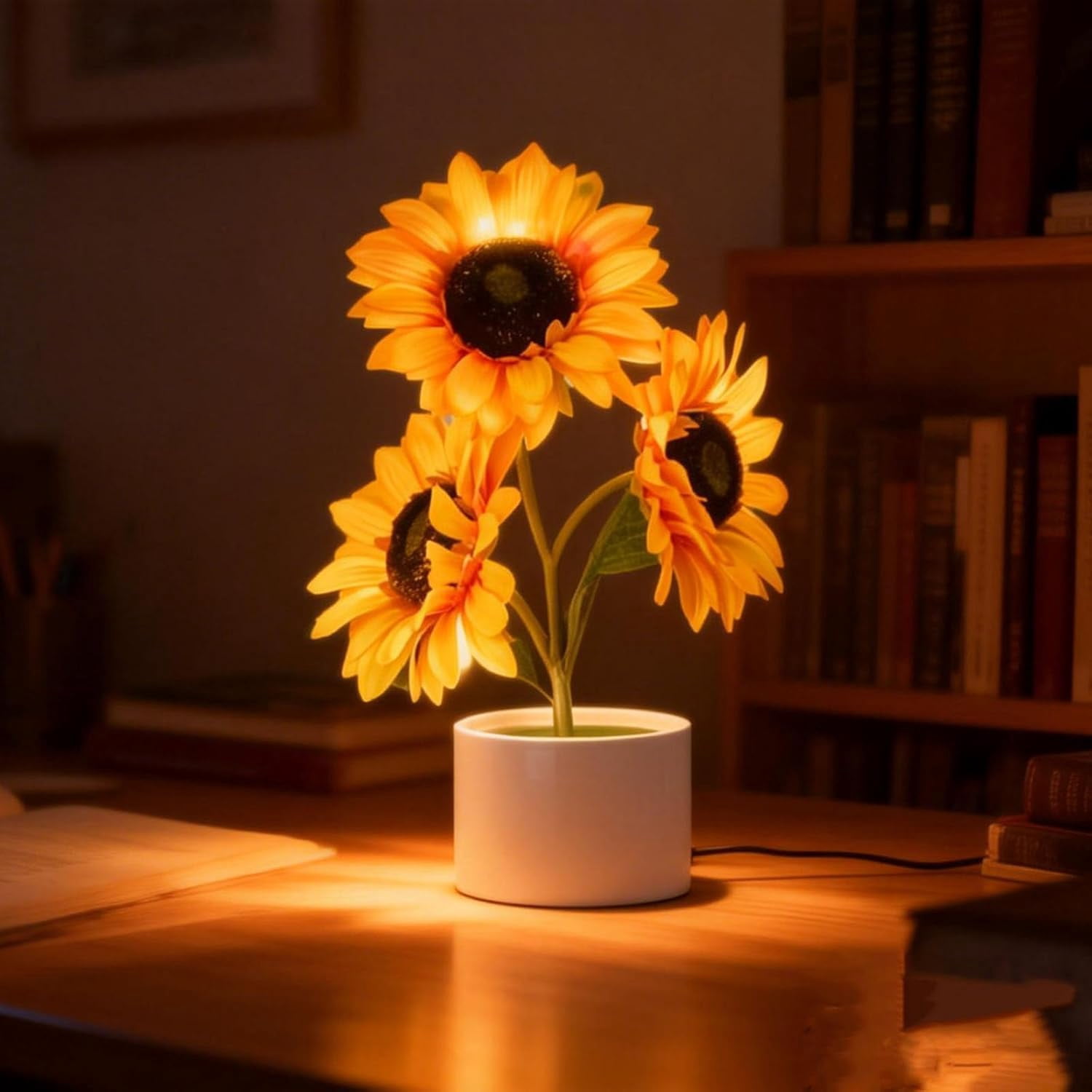 2026 New Shimmering Sunflower Lamp, Rechargeable Dimmable Realistic Sunflower Night Light, Living Room Bedroom Decor for Women, Mom, Sister, Girlfriend (1Pc)