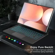 Keyboard Case for Samsung Galaxy Tab S10 Lite / S10 FE / S9 FE 5G 10.9 inch / S9 / S8 / S7 11 inch Magic Floating Cantilever Magnetic Stand, 3-Level 7 Color Backlit & Built-in Trackpad
