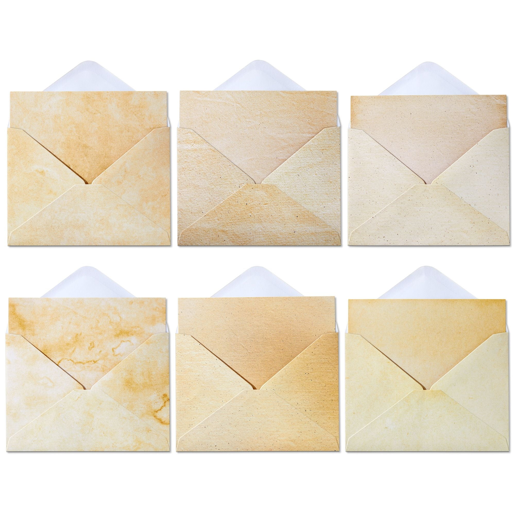 Blank Vintage Greeting Cards and Envelopes, 6 Old Aged Design (4x6