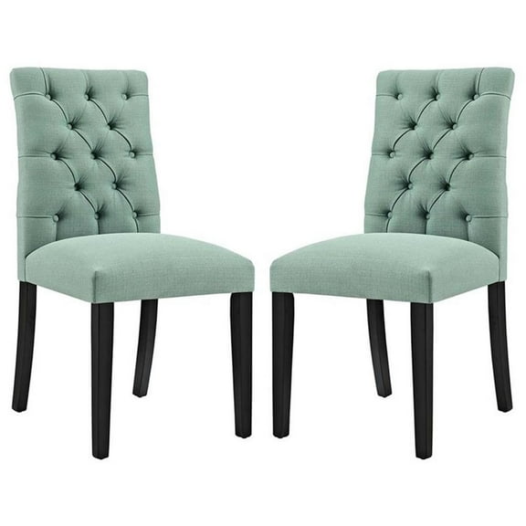 Hawthorne Collections 21.5" Fabric Tufted Dining Side Chair in Green (Set of 2)