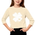 thumbnail image 1 of T-Shirt Fille Fête de la Saint-Patrick, Mignon T-Shirt Graphique à Manches 3/4 Col Rond avec Imprimé Irlandais, Hauts Décontractés Printemps Été pour Vacances, Fête d'Anniversaire et Usage Quotidien Beige 120, 1 of 5
