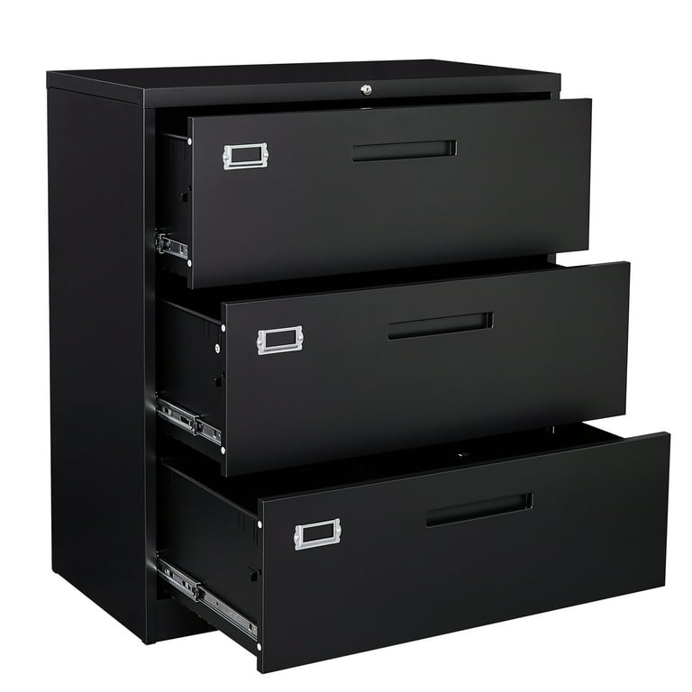 Fesbos Lateral File Cabinets With Lock 3 Drawer 36 Wide Filing Hanging Letter Legal F4 A4 Size Com