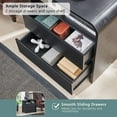thumbnail image 4 of 25 Tall Modern Nightstand with Charging 23.6 Wide Wood Bedside Table 2 Storage Drawers Large Mid Century End Table for Bedroom and Living Room Curved Profile Natural Oak, 4 of 6