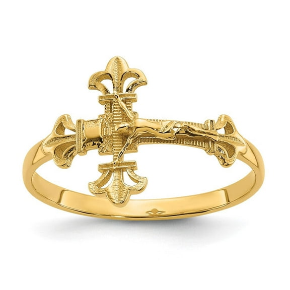 14K Diamond Cut Crucifix Ring K3969