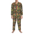 thumbnail image 3 of Daiia different patchwork for Men's Long-Sleeved Pajama Set – Soft & Comfortable Sleepwear Button-Up Pajamas Cozy Lounge Wear-Medium, 3 of 7