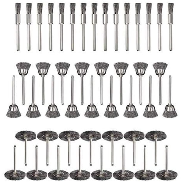 Juego de cepillos de alambre WELIBA, 60 piezas, para herramienta rotativa Dremel