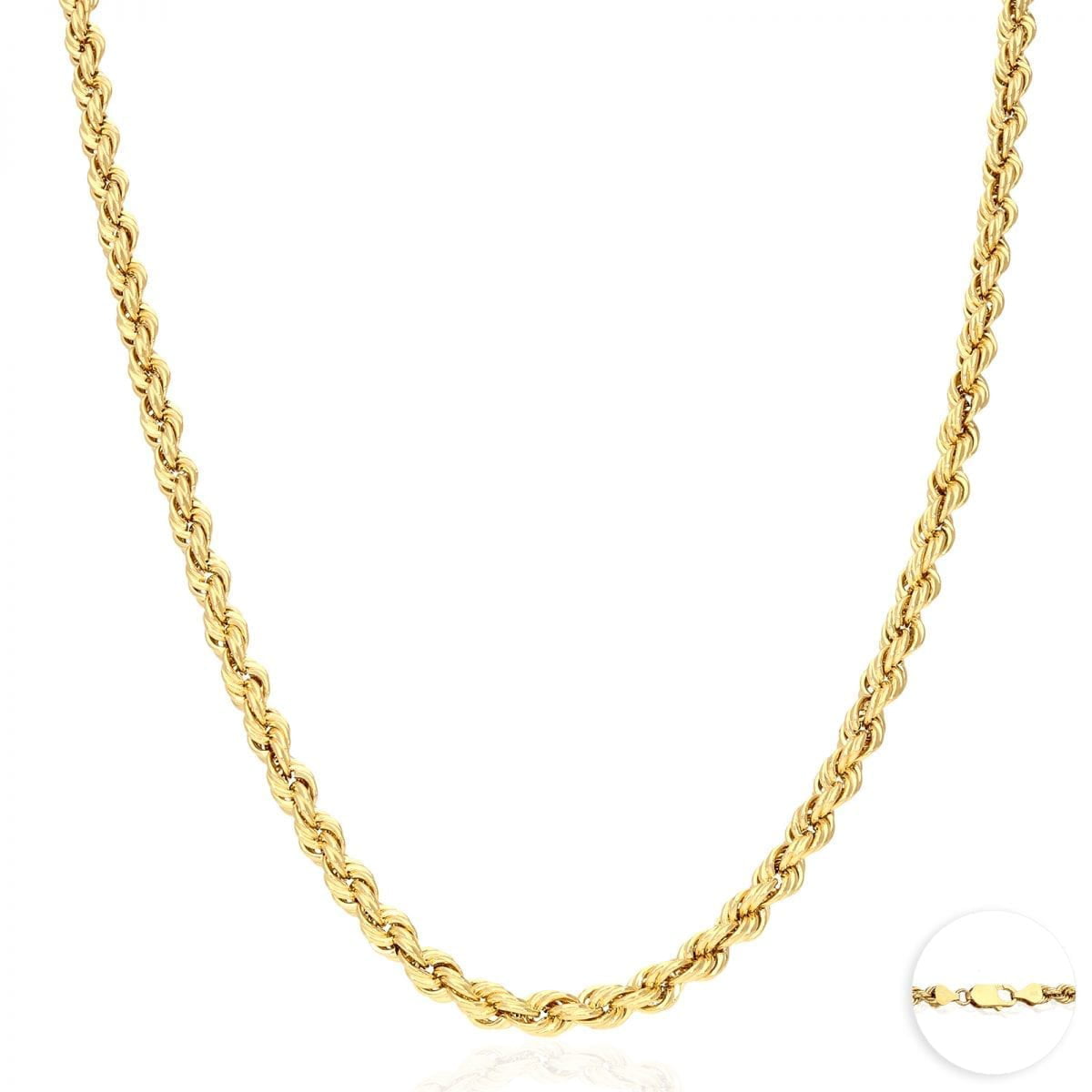 Kooljewelry 10k Yellow Gold 1.8 mm Rope Chain Necklace