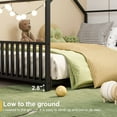 thumbnail image 2 of GUNAITO Twin Size House Bed with Safety Rails & Decorable Roof, Black, 2 of 6
