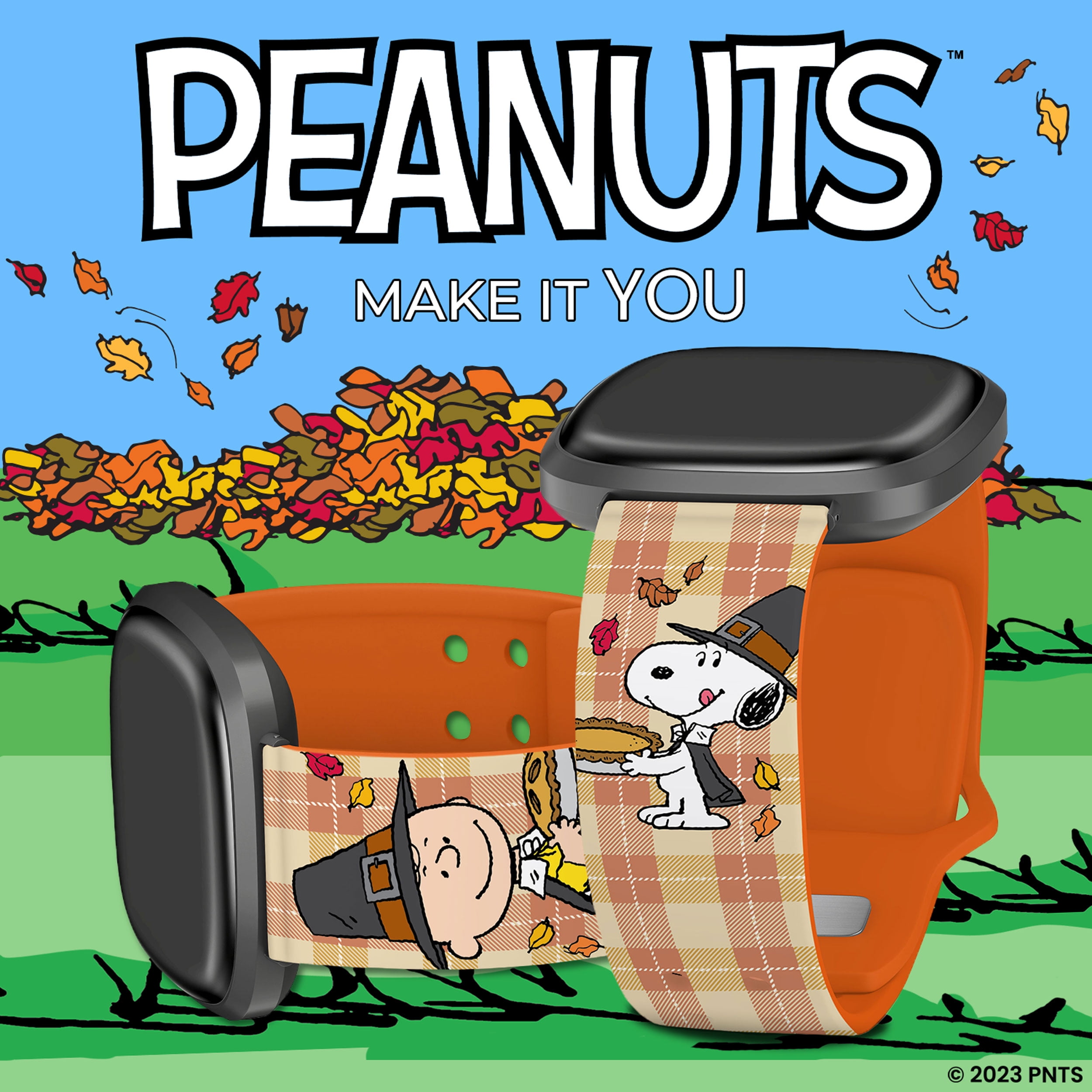 Peanuts Thanksgiving HD Unisex Watch Band Compatible with FitBit Verssa 3 & Sense (20mm Short Thanksgiving Pies) by Affinity Bands