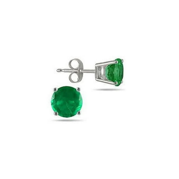 PJ Jewelry Round Cut Emerald Emerald Earrings, 2 ct, 24k White Gold Plated