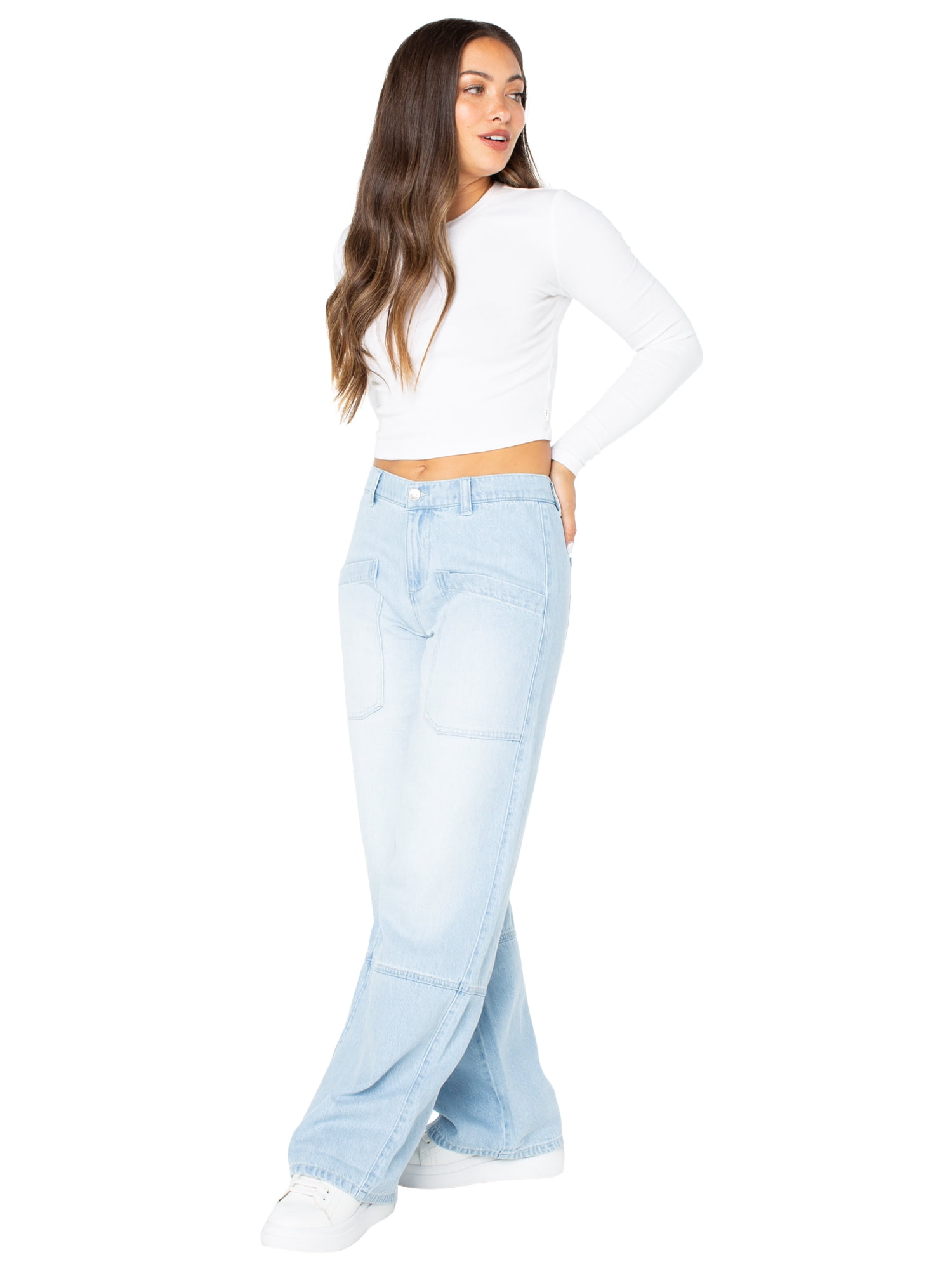 Celebrity Pink Women's and Women's Plus Wide Leg Gardener Jeans, Sizes XS-4X