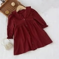 thumbnail image 2 of Tranfacy Robe à Manches Longues pour Filles, Robes pour Filles, Robe à Col à Manches Longues pour Enfants 2-8 Ans, Robe de Couleur Unie Décontractée et Confortable pour l'Été et l'Automne, 2 of 3