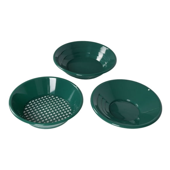 Gold Prospecting Pan, Green Gold Panning Kit 14 and 15 Inch Pans for Outdoor Extraction
