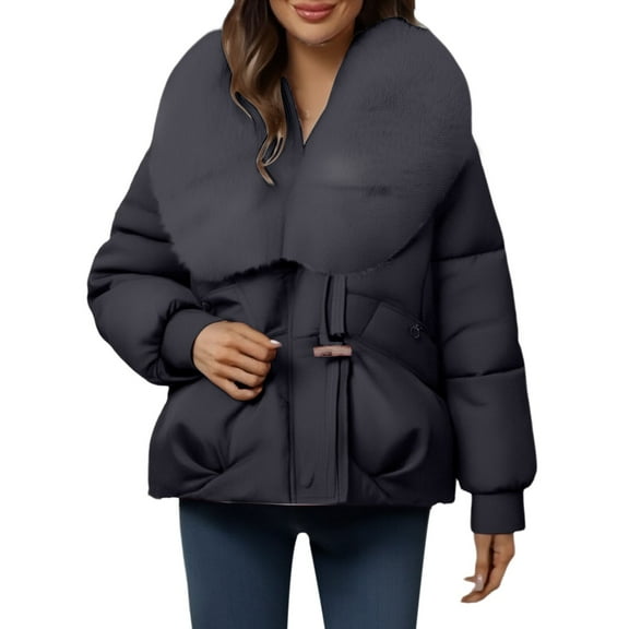 iHPH7 Womens Puffer Jacket Winter Coats for Women Casual Outerwear Mid Length Puffer Coats for Women Warm Clothes for Women Womens Winter Clothes Warm Winter Coats for Women Black L