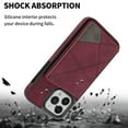 thumbnail image 3 of Feishell for iPhone 16 Pro Max Back Flip Case with Credit Card Slots,Shockproof Durable PU Leather Magnetic Button Adjustable Kickstand Wallet Phone Case for Women Men,Winered, 3 of 11