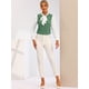 thumbnail image 4 of Blusa A Cuadros De Manga Larga Con Cuello De Pajarita Para Mujer Verde Claro S, 4 of 5