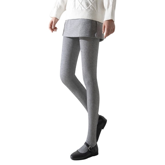 IWRICH Lined Winter Tights for Women Thermal Warm Pantyhose Thick Sheer Leggings Light Gray One Size