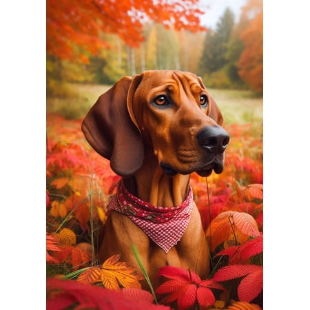 Red Bone Coonhound - Best of Breed DCR Falling Leaves Garden Flag