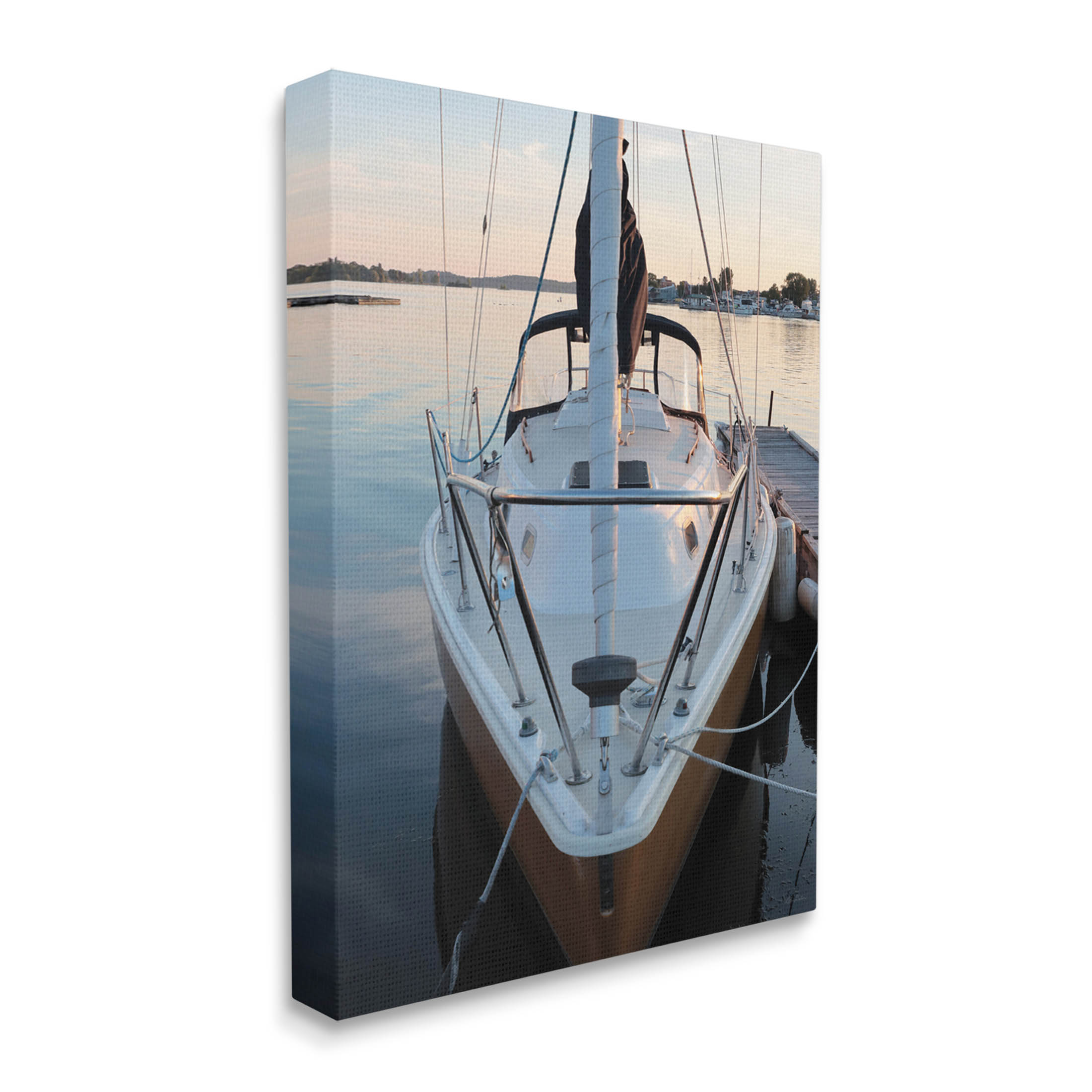 Boat Mast Ocean Marina Transportation Photograph Gallery Wrapped Canvas Print Wall Art