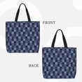thumbnail image 5 of Defioc Blue Gingham Buffalo Check Pattern Tote Bag for Women,Large Capacity Tote Bag with Zipper Casual Shoulder Handbags Shopping Bag, 5 of 8