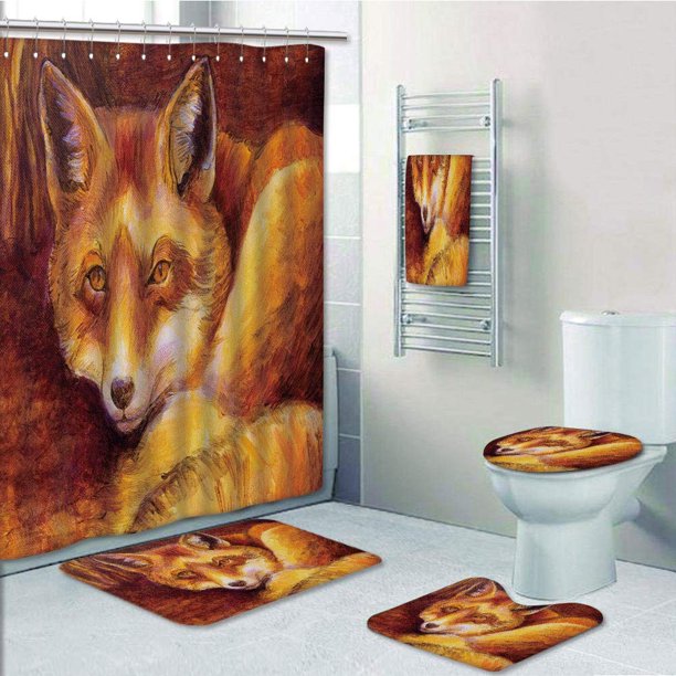 PRTAU Fox Monochromatic Fox Resting Painting Display Vibrant Animal 5