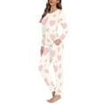 thumbnail image 2 of SCRAWLGOD Love Heart Pj Sets for Women Pajamas Set Long Sleeve Nightwear for Women Size M Crewneck Set of 2 Pjs Breathable Loungewear Sets Woman Travel, 2 of 6