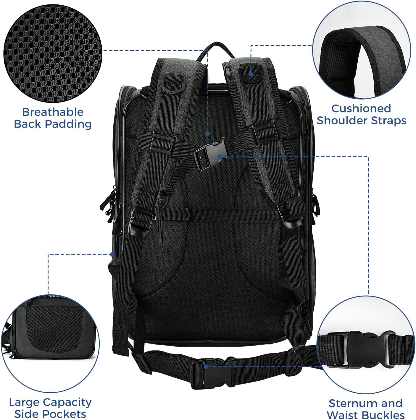 Pet Carrier Backpack for 4-18lb Cats and Dogs, Puppies, Safety Features and Cushion Back Support | for Travel, Hiking, Outdoor Use (Gray)